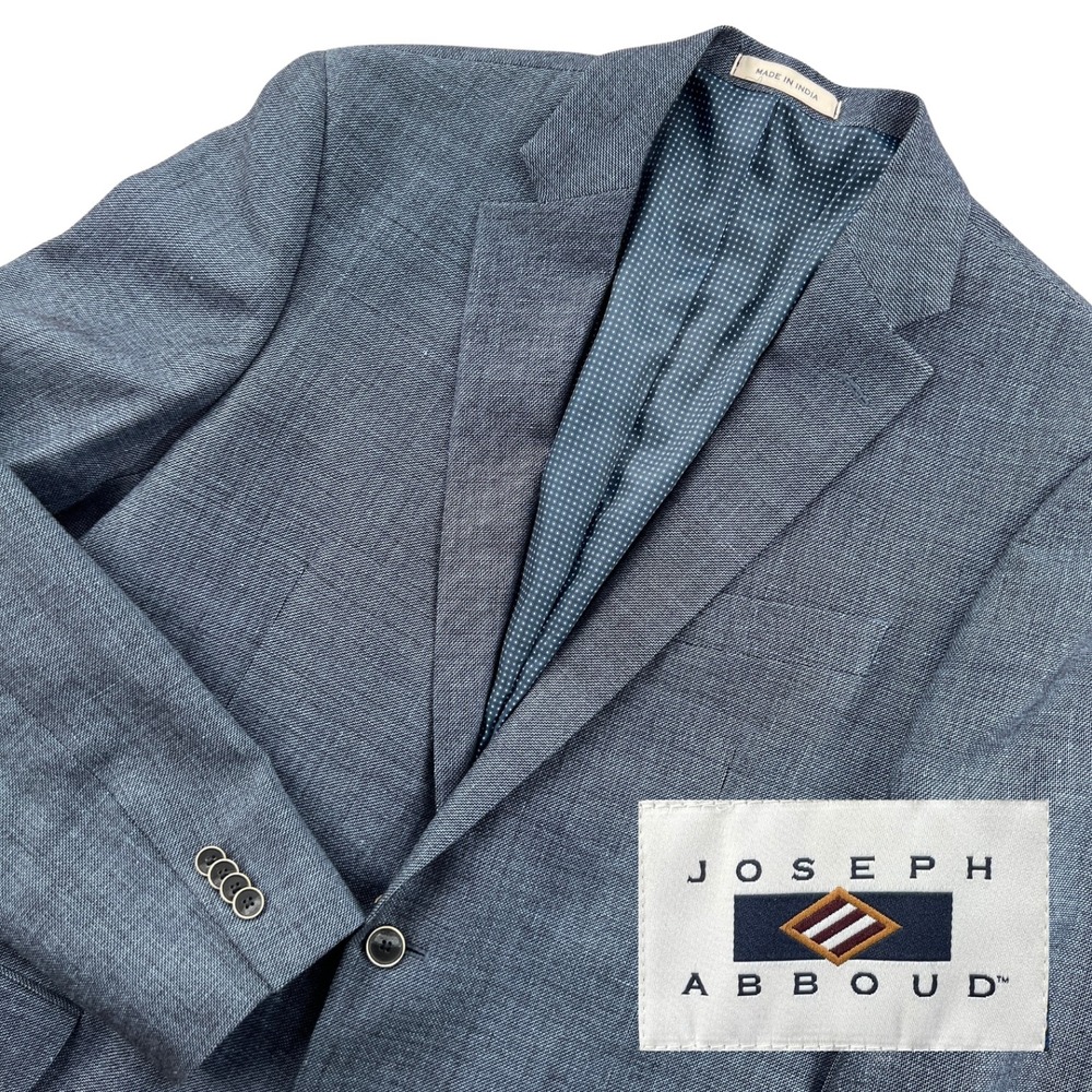 Joseph Abboud Mens Blue Linen Wool Blend Tailored Fit Blazer Sport Coat 42 XLong